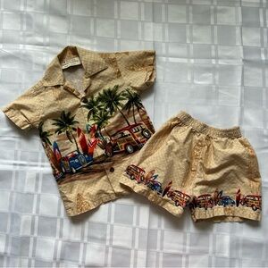 Royal Hawaiian Creations Car & Surf Board Kids Shorts & Top Set